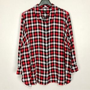 Talbots Metallic Plaid Flannel Shirt Women’s Size 3X Button Down Holiday Classic